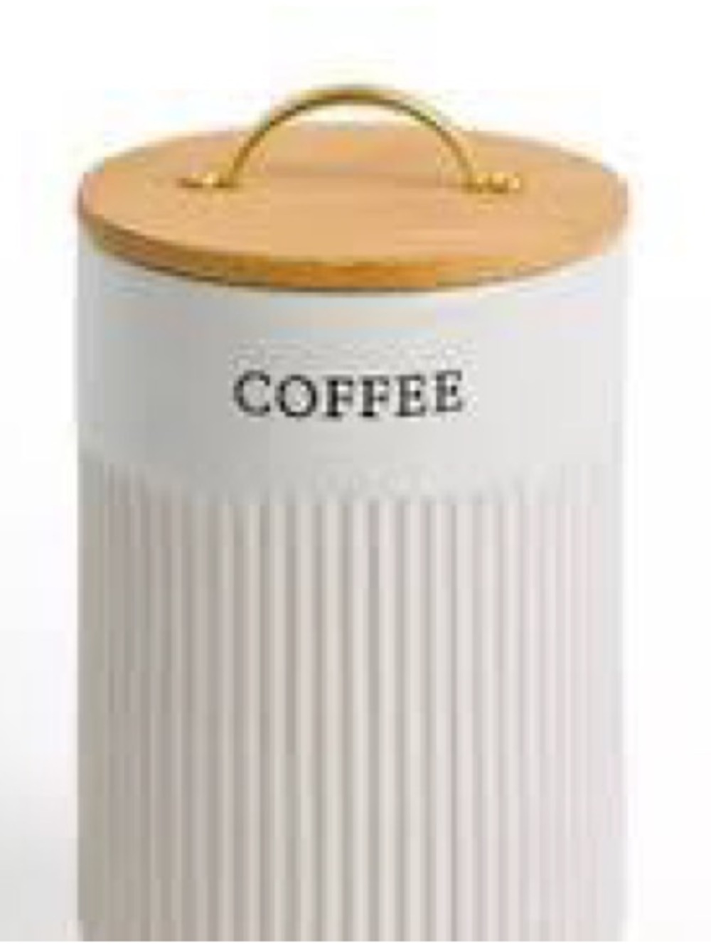 Kirkland’s Home Coffee Ribbed Ceramic Canister Bamboo Lid 33 oz Farmhouse Decor